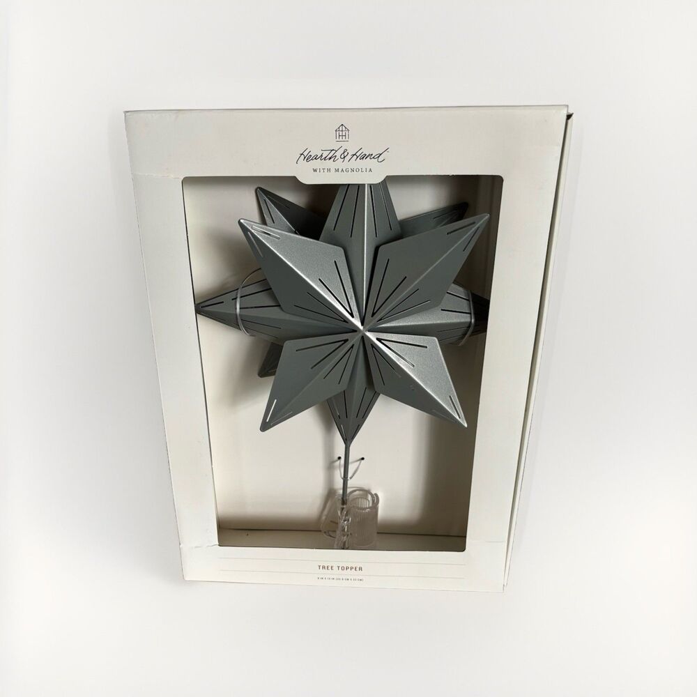 NEW Hearth and Hand Magnolia Joanna Gaines  Metal Star Tree Topper Silver